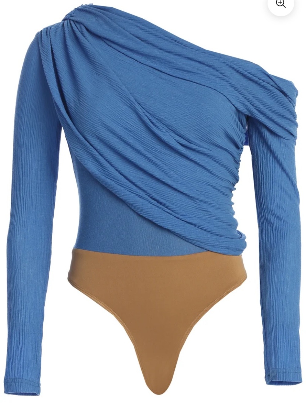 JLUXLABEL Blue Textured One Shoulder Bodysuit - Picture 3 of 8